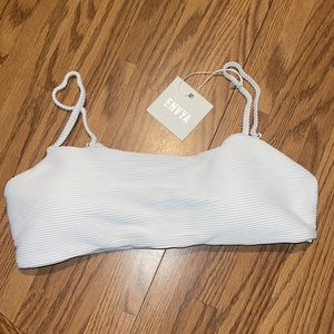 NWT Vici White Ribbed Swim Bikini M Top Bridal!🤍